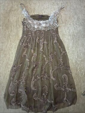 Boho Embroidered Olive Midi Dress